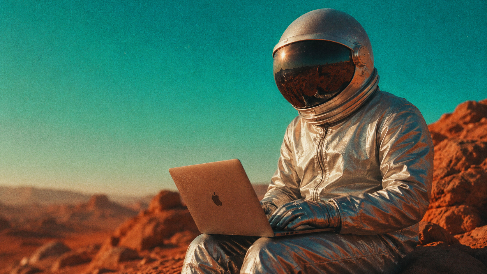 Astronaut at work on Mars